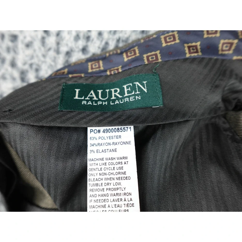Lauren Ralph Lauren Dress Pants Mens 32W x 32L Olive Green Flat Front Stretch